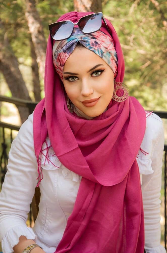 Gülkurusu Büzgülü Çiçek Desen Hazır Şal