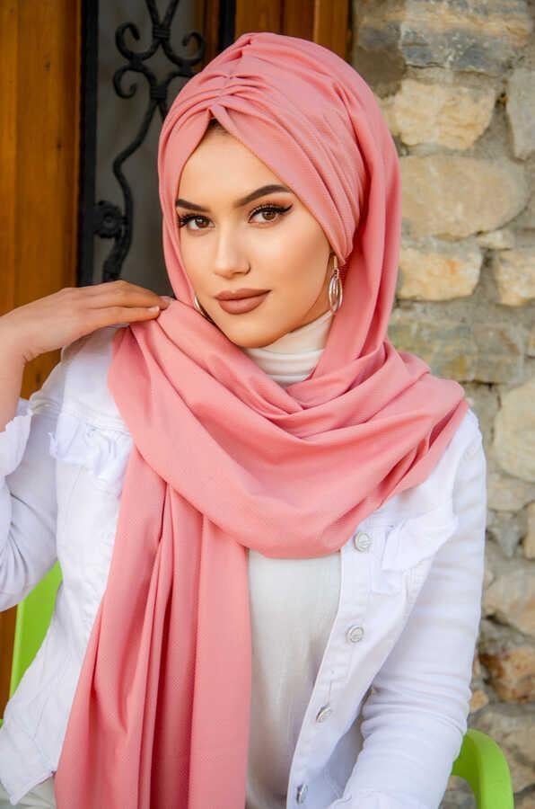 Gülpembe Büzgülü Hazır Şal