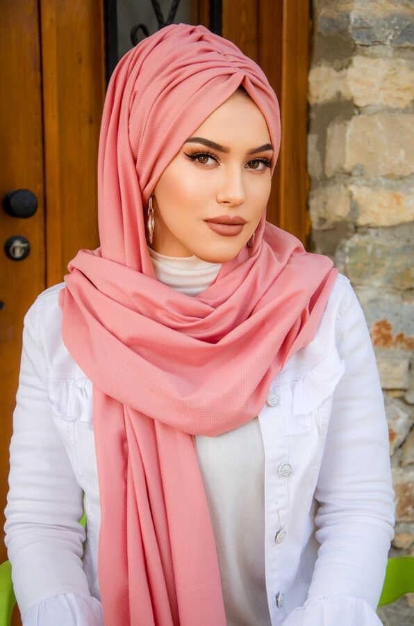 Gülpembe Büzgülü Hazır Şal