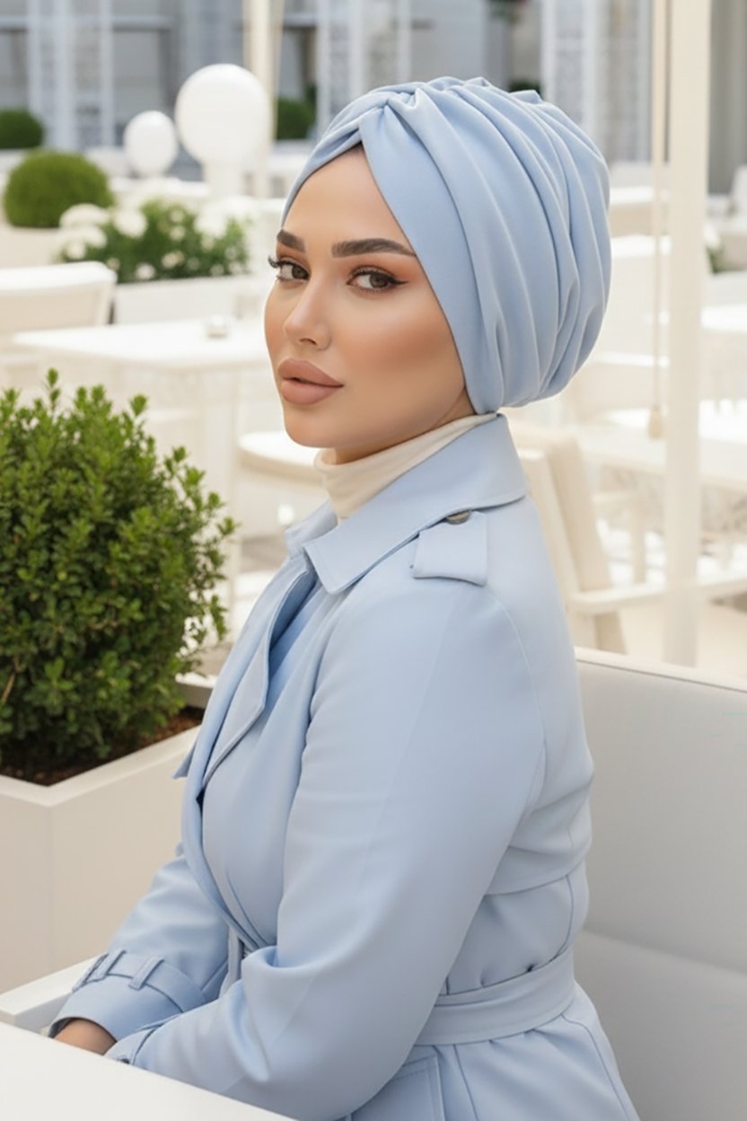 Gümüş Abiye Hazır Türban Bone - 60300