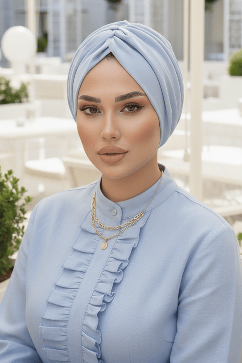 Gümüş Abiye Hazır Türban Bone - 60300