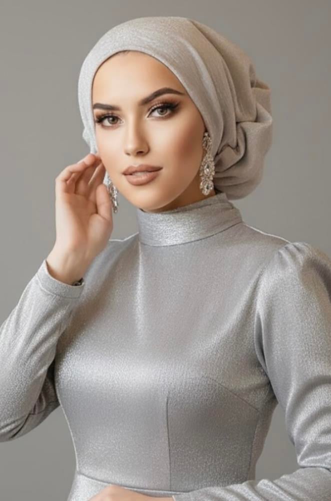 Gümüş Çağla Hazır Türban