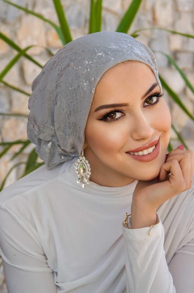 Gümüş Varaklı Çağla Hazır Türban