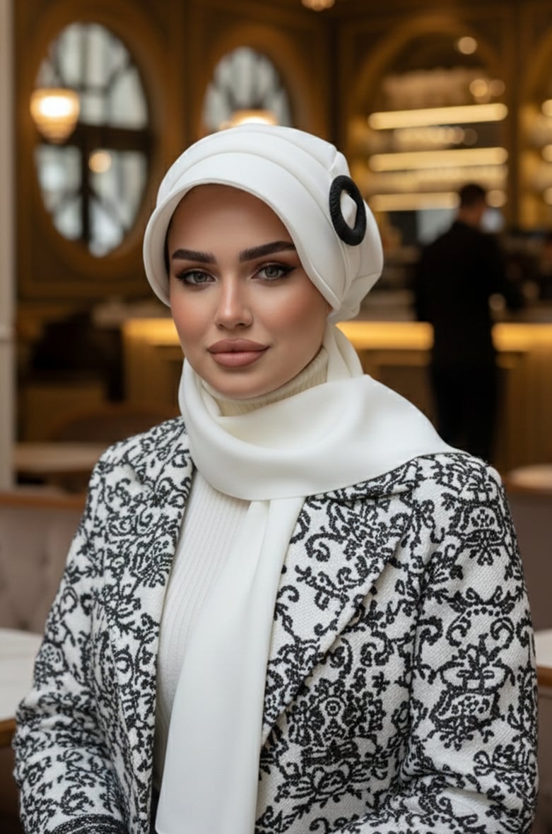 Haki Atkılı Tesettür Şapka