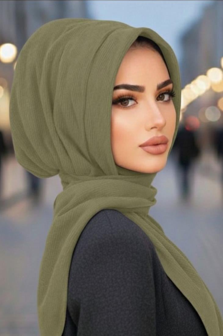 Haki Kapüşonlu Çıtçıtlı Şal