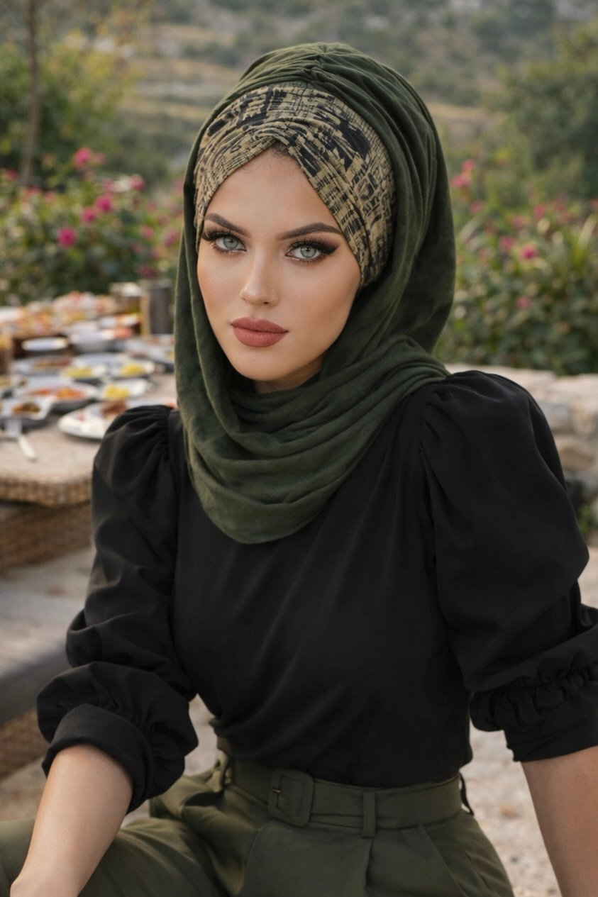 Haki Yazı Desen Hazır Şal