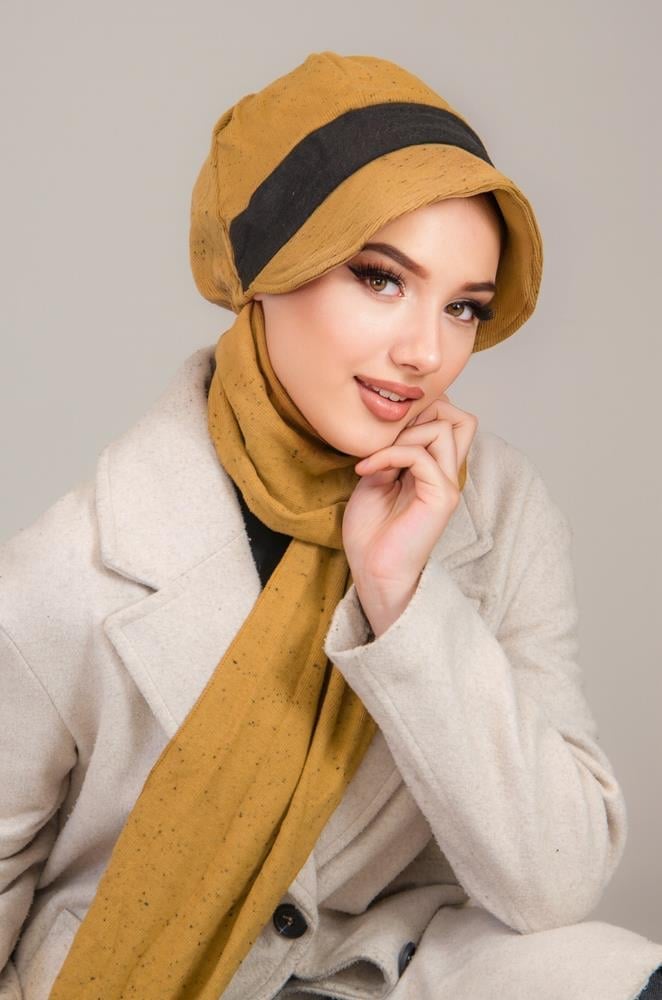 Hardal Desen Tesettür Şapka