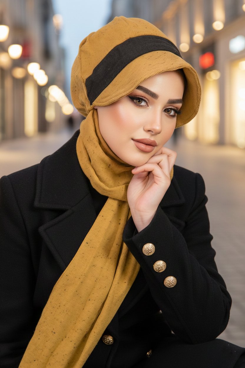 Hardal Desen Tesettür Şapka