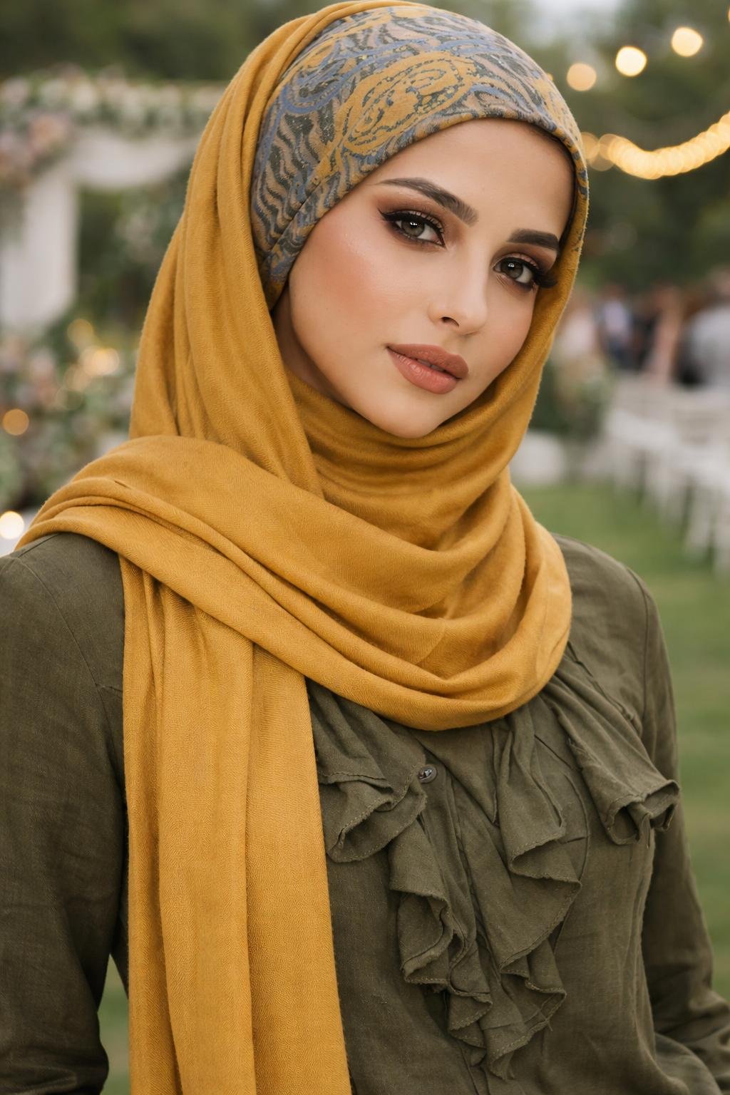 Hardal Desenli Hazır Bandana Şal