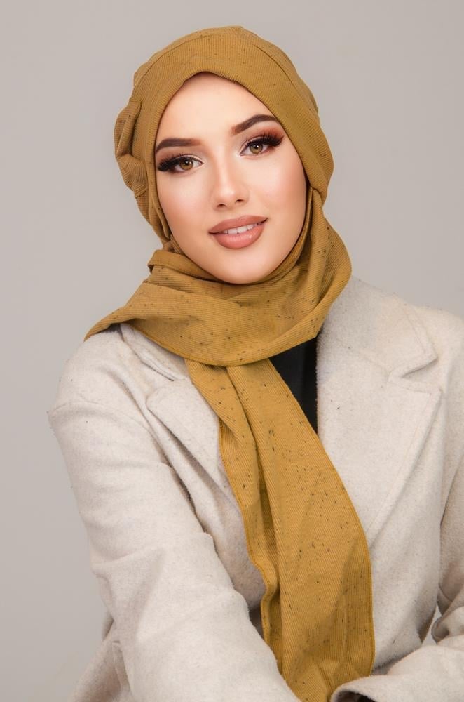 Hardal Karyağdı Fiyonklu Tesettür Bere