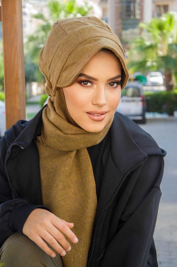 Hardal Kaşe Tesettür Şapka