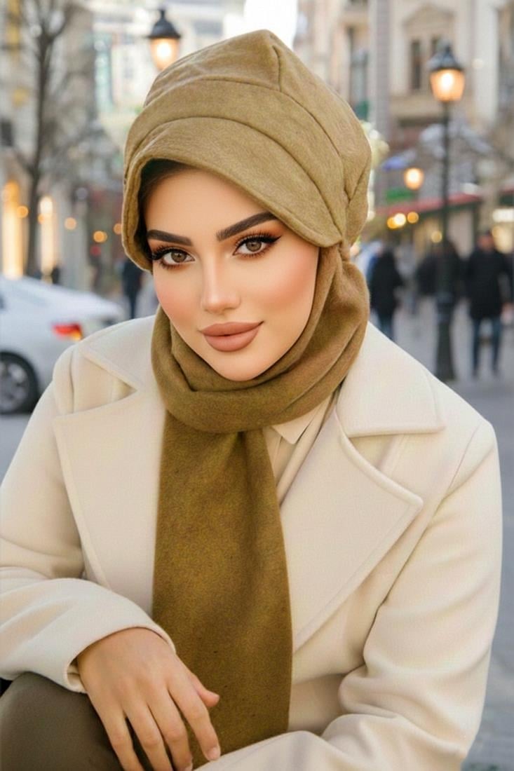 Hardal Kaşe Tesettür Şapka