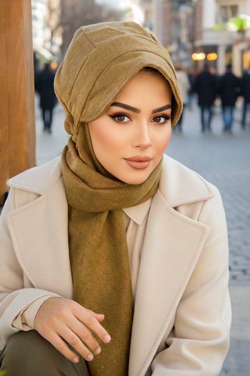 Hardal Kaşe Tesettür Şapka