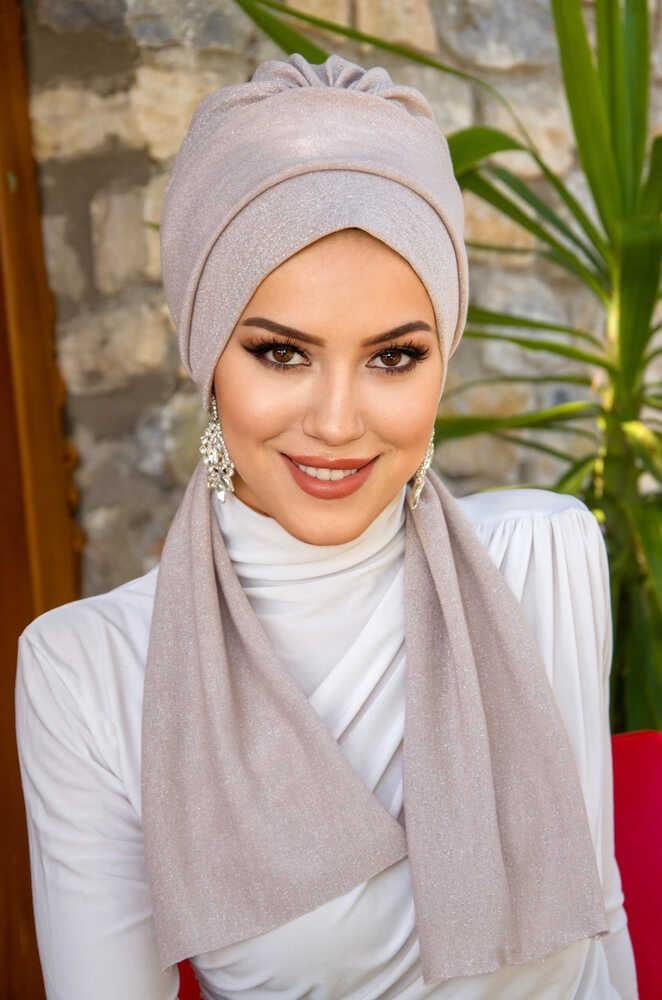 İnci Pudrası Işıltılı Atkılı Bone