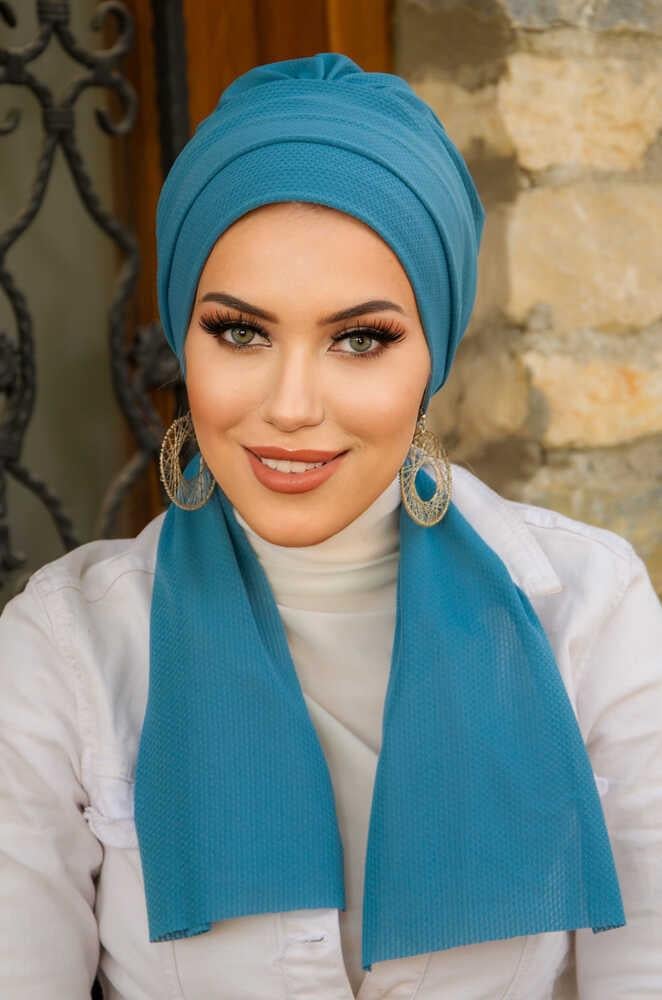 İndigo Mavi Atkılı Bone