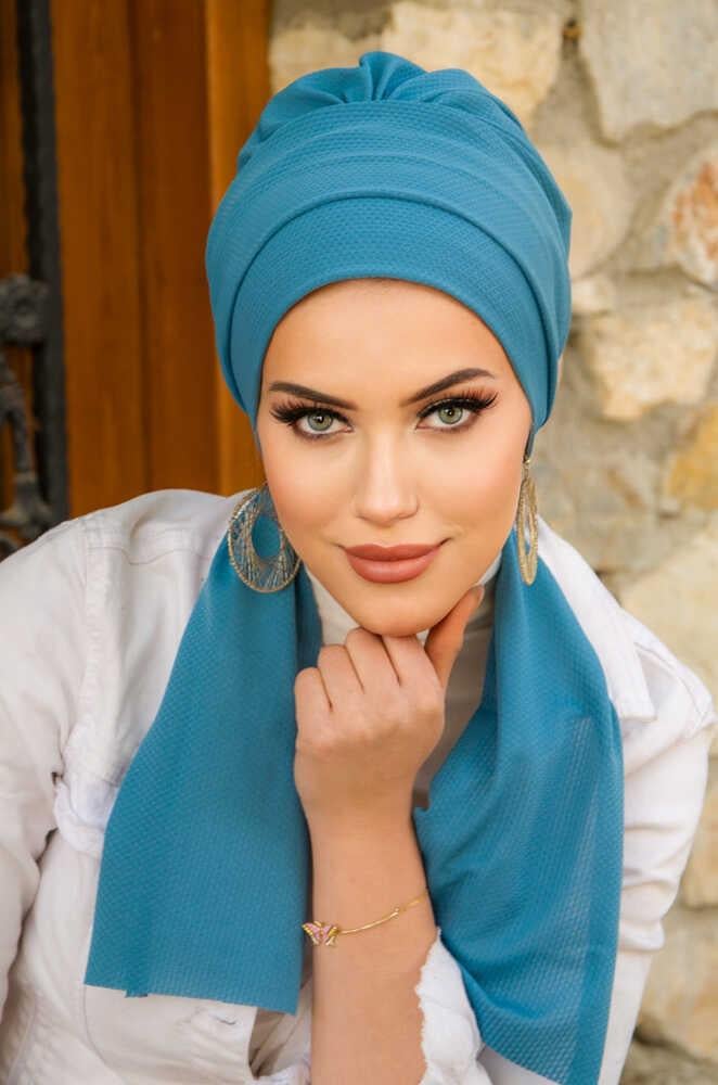 İndigo Mavi Atkılı Bone