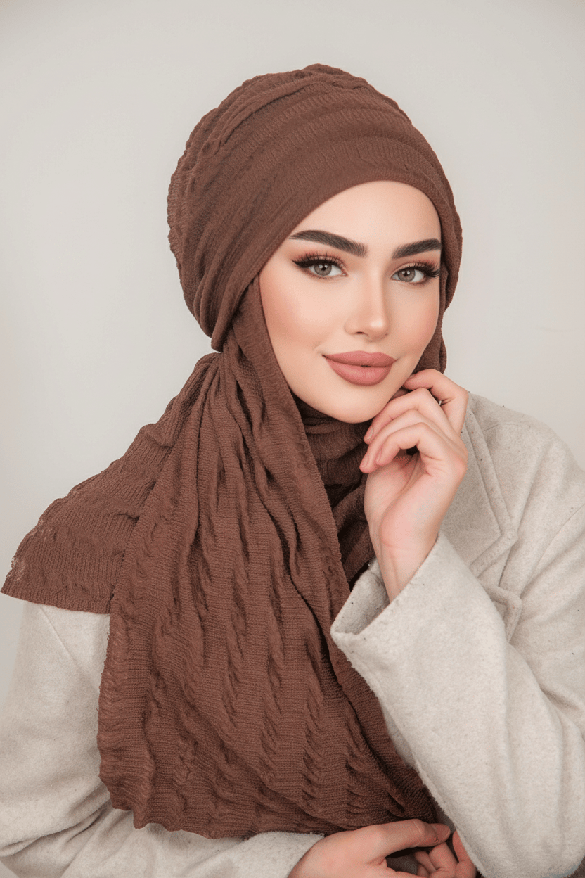 Kahve Kelebek Bone Şal