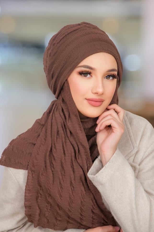 Kahve Kelebek Bone Şal