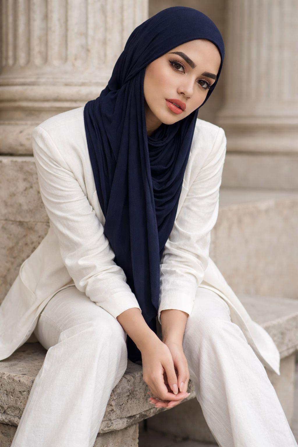 Lacivert Bandana Bone Şal