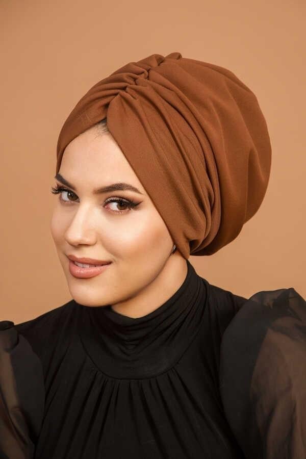 Karamel Hazır Büzgülü  Bone