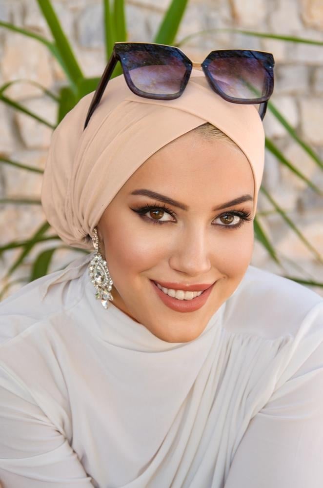 Kemik Krem Çapraz Bantlı Deniz - Havuz Bonesi