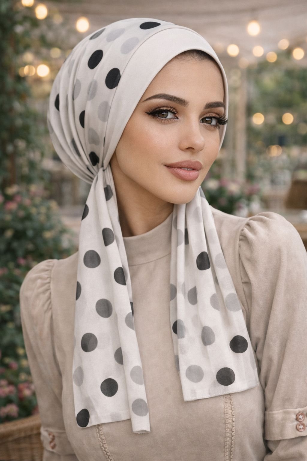 Kemik Siyah Puan Desen Fularlı Bone