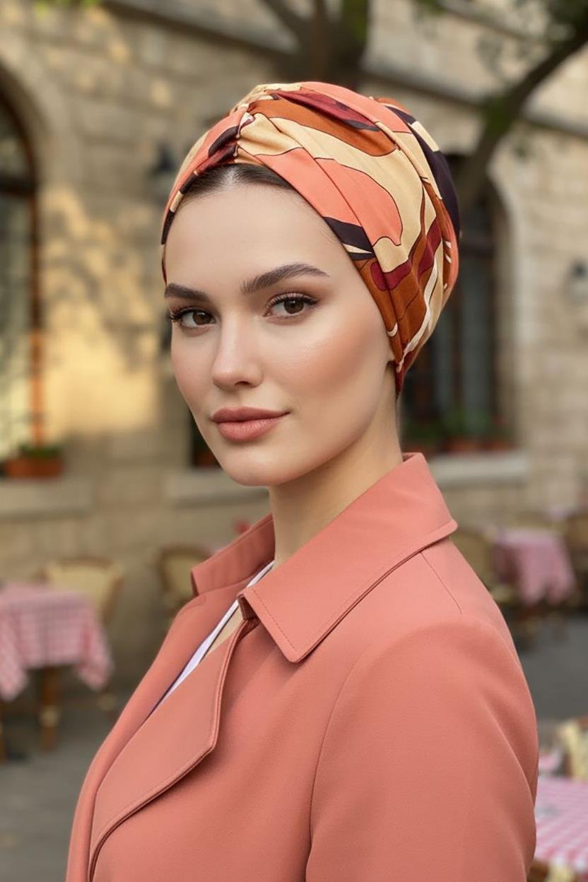 Kırmızı Çağla Hazır Türban Bone