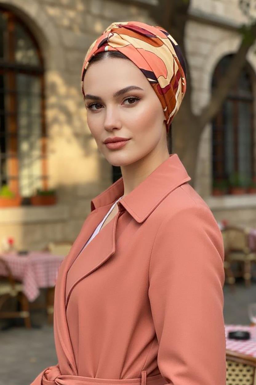 Kırmızı Çağla Hazır Türban Bone