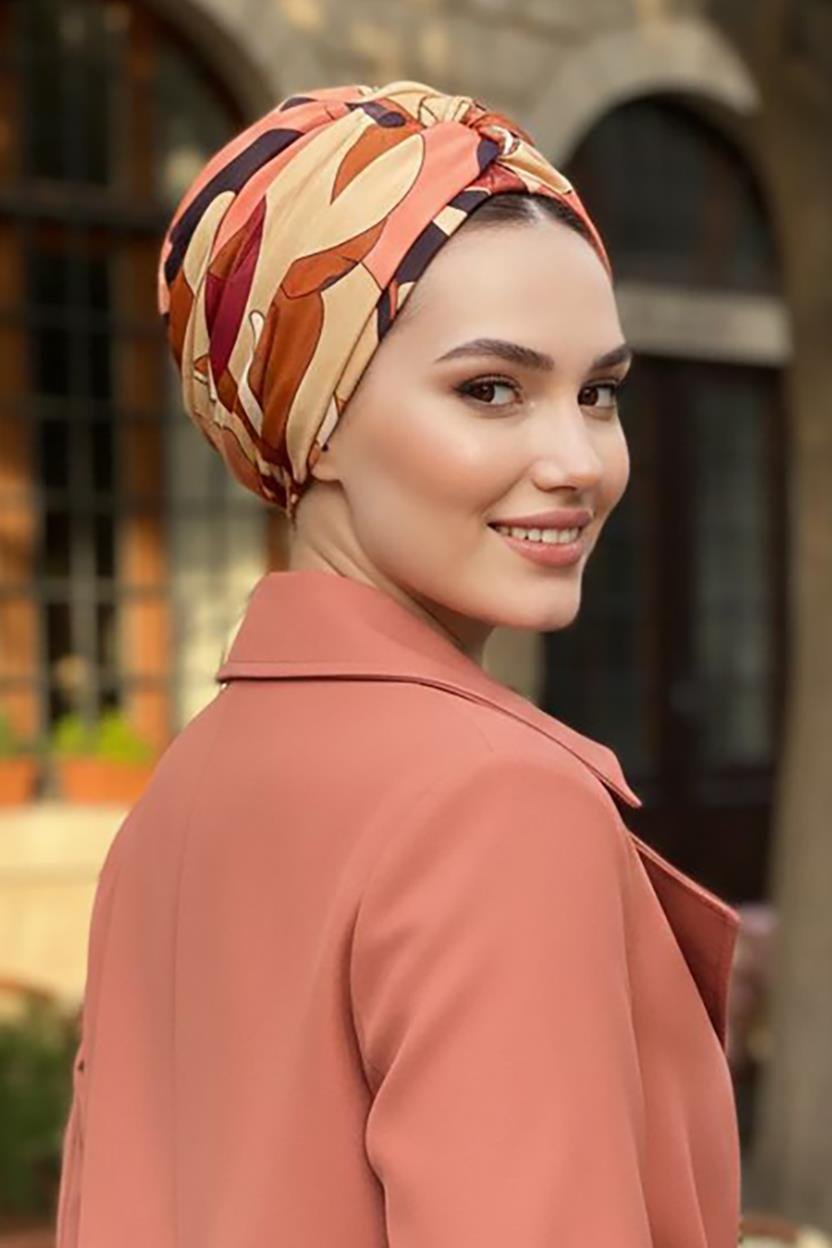 Kırmızı Çağla Hazır Türban Bone