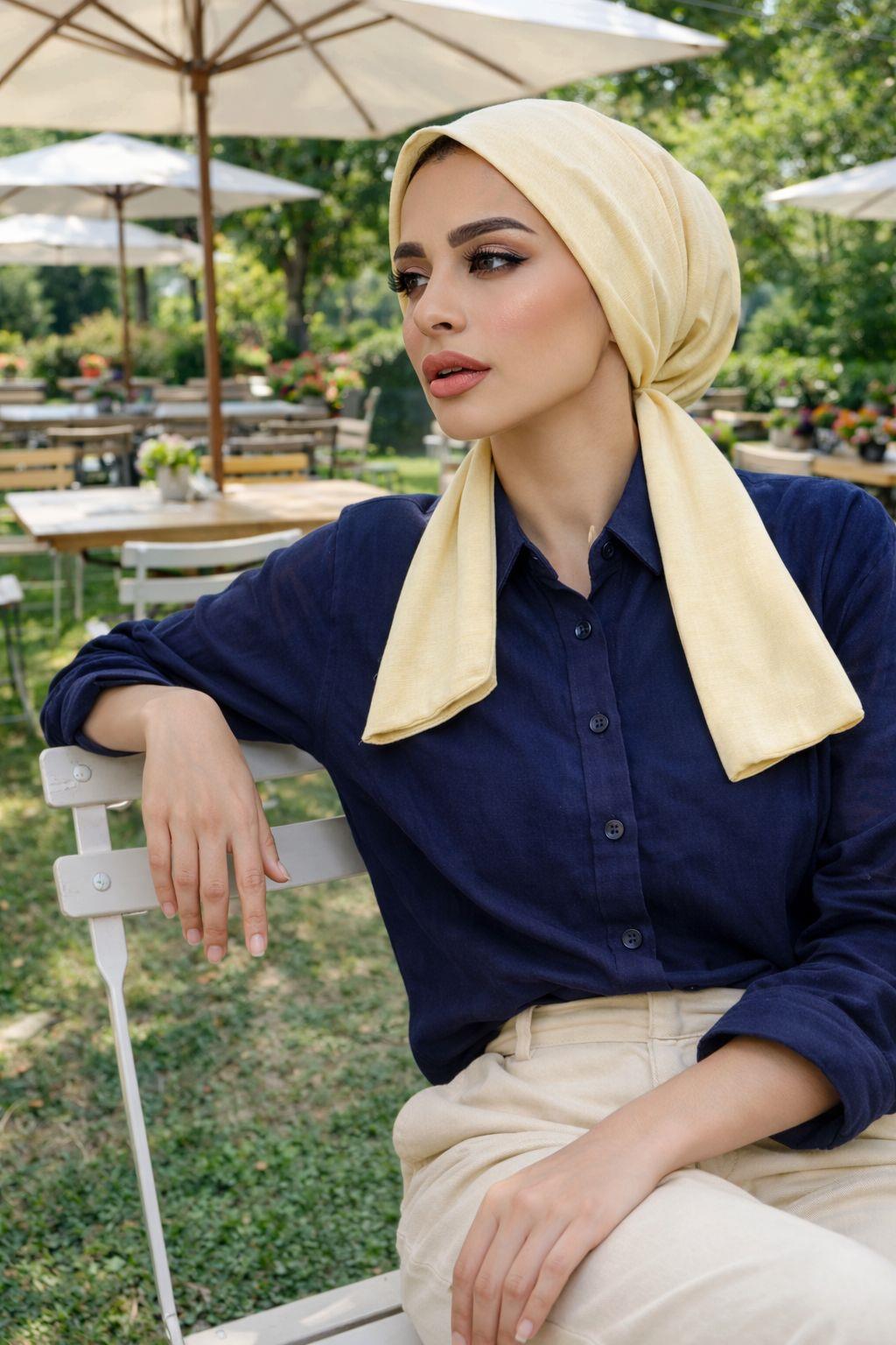 Kırmızı Etnik Desen Fularlı Bone