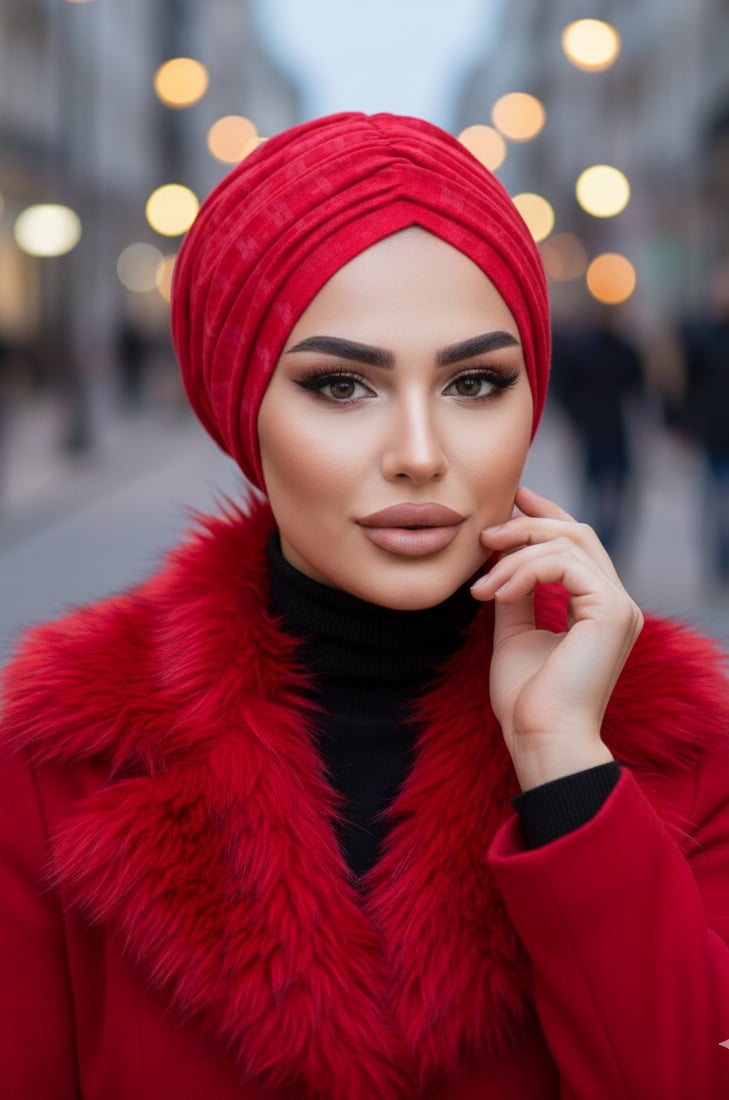 Kırmızı Kışlık Büzgülü Bone