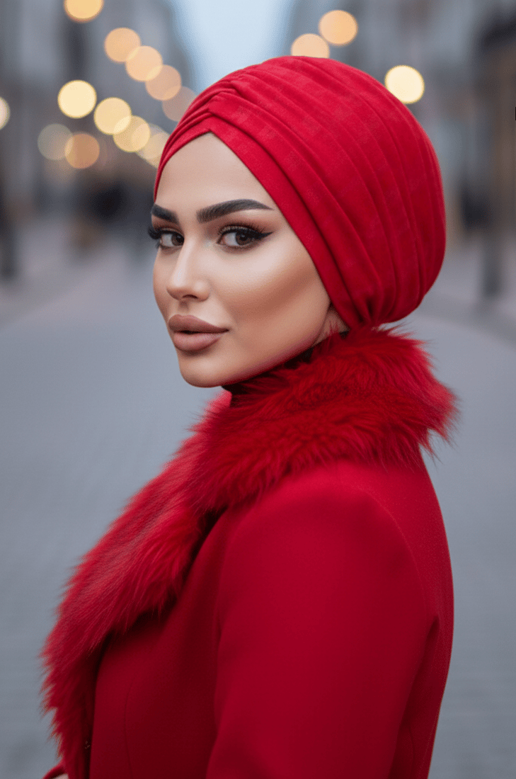 Kırmızı Kışlık Büzgülü Bone