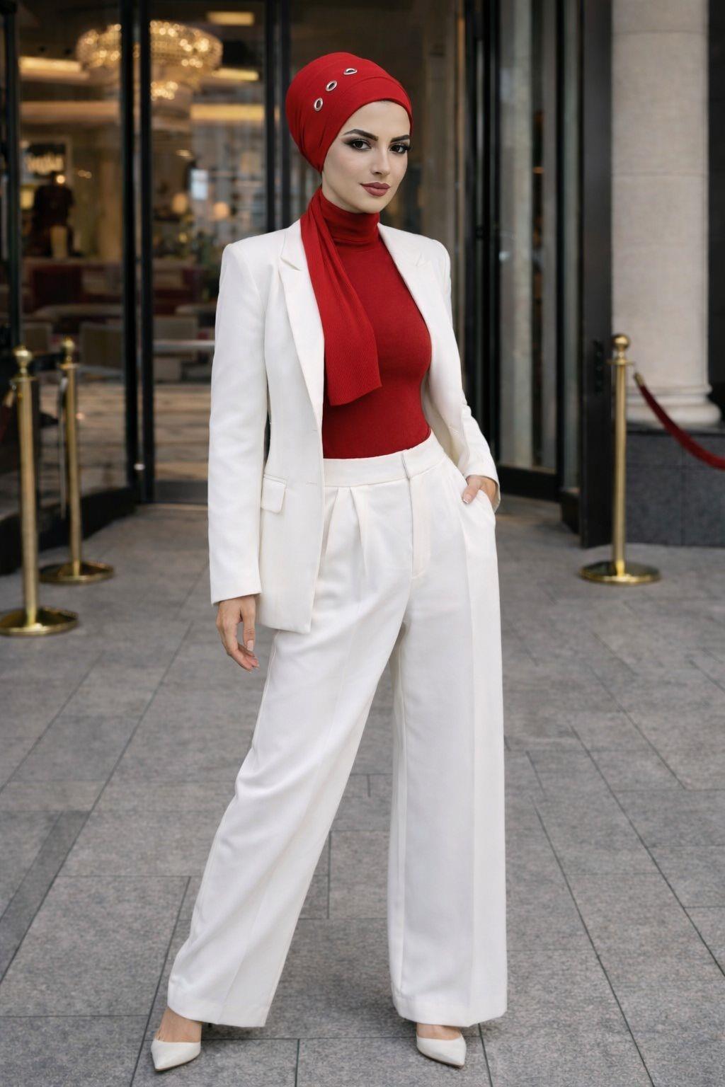 Kırmızı Metal Detaylı Atkılı Bone