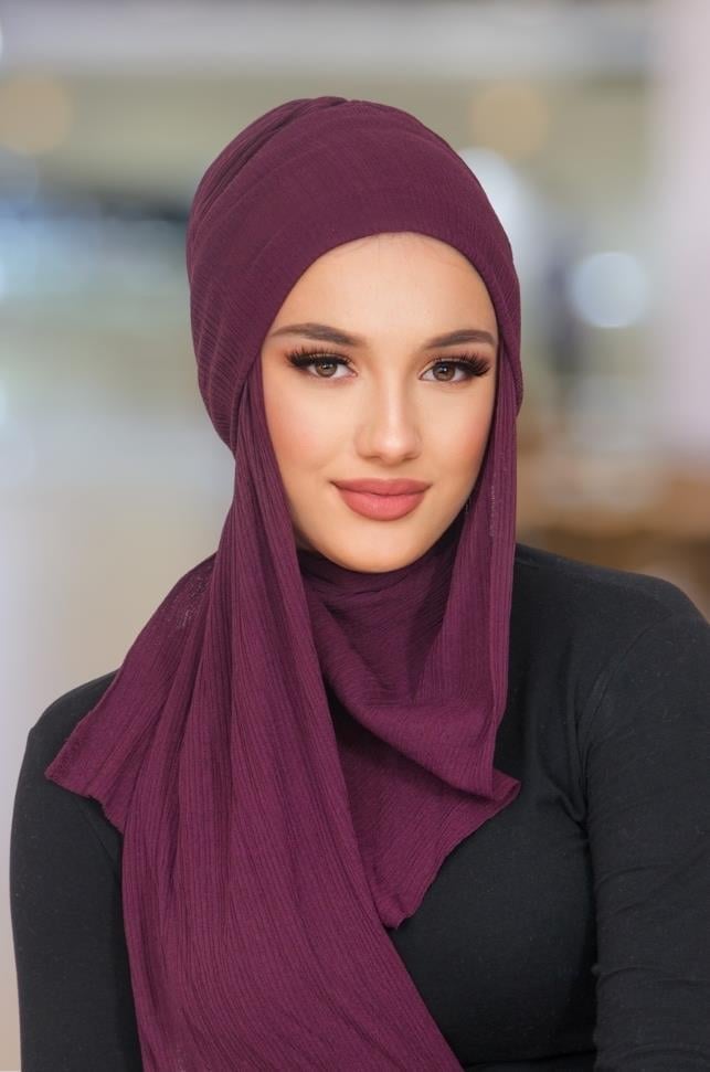 Koyu Bordo Kelebek Bone Şal