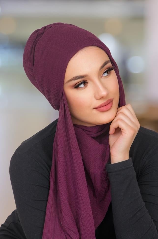 Koyu Bordo Kelebek Bone Şal