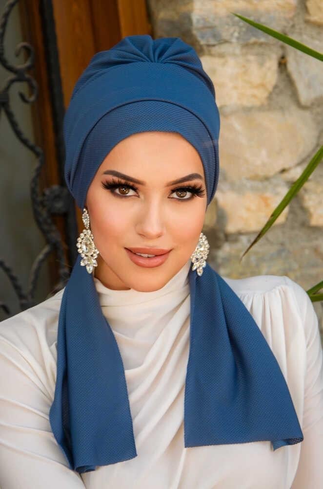 Koyu İndigo Atkılı Bone