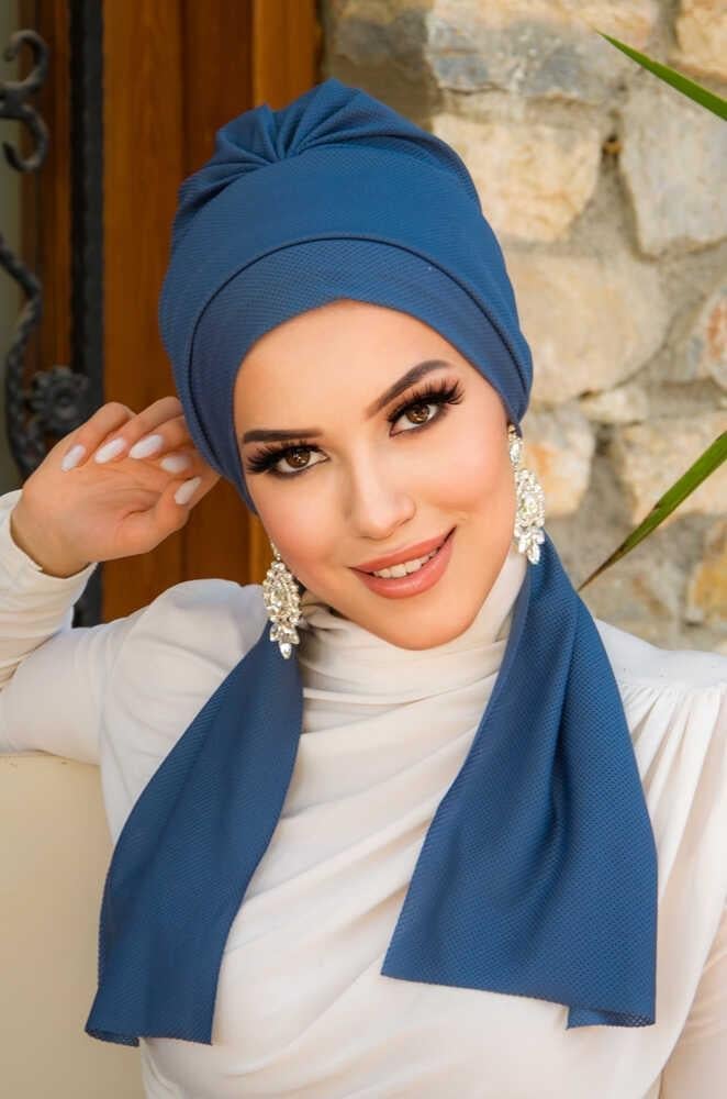 Koyu İndigo Atkılı Bone