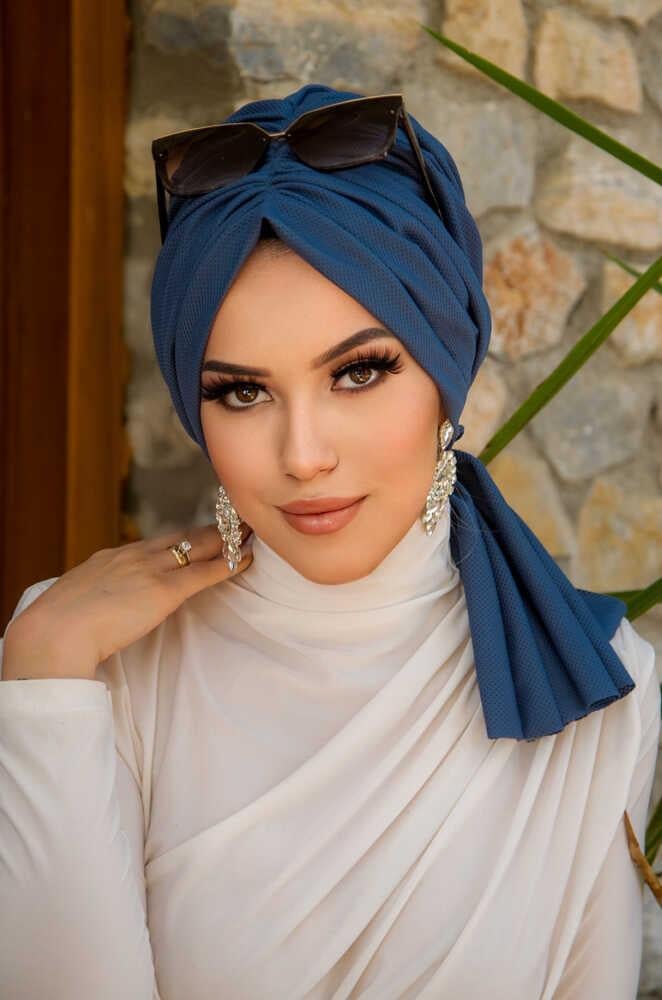 Koyu İndigo Tokalı Bone