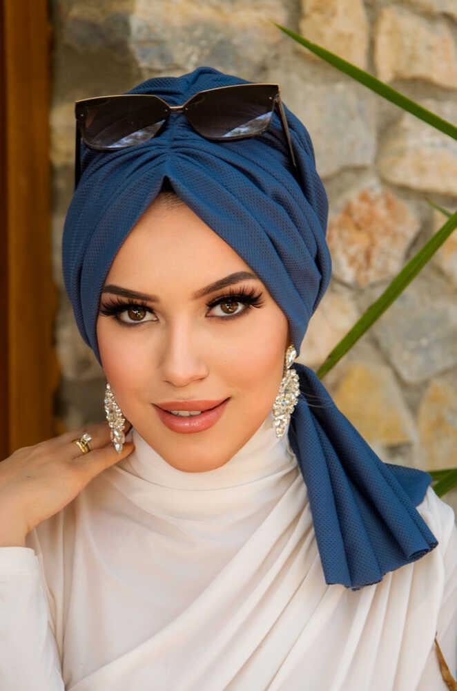 Koyu İndigo Tokalı Bone