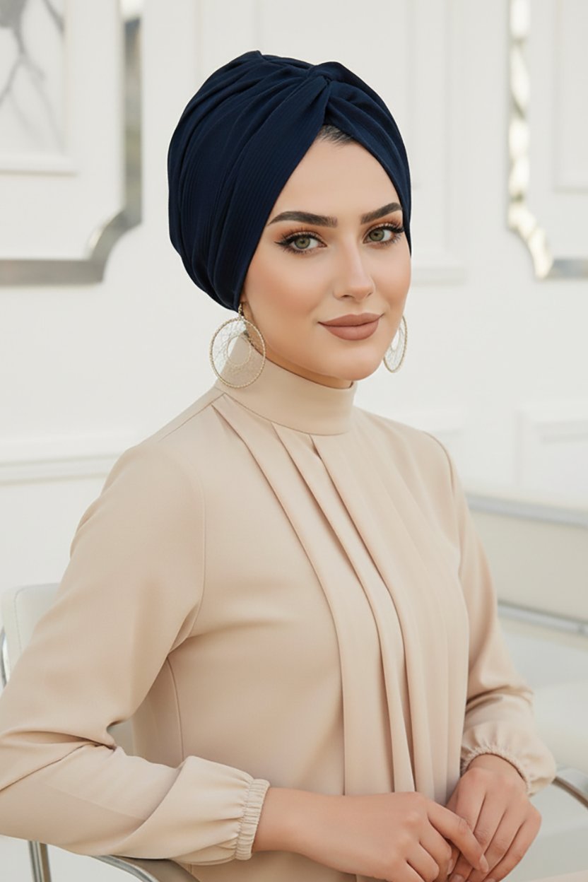 Koyu Lacivert Hazır Burgu Düğüm Bone