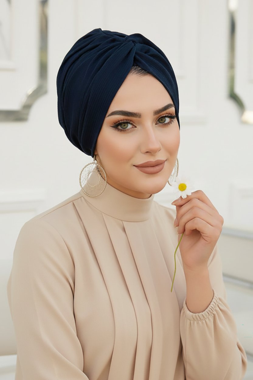 Koyu Lacivert Hazır Burgu Düğüm Bone