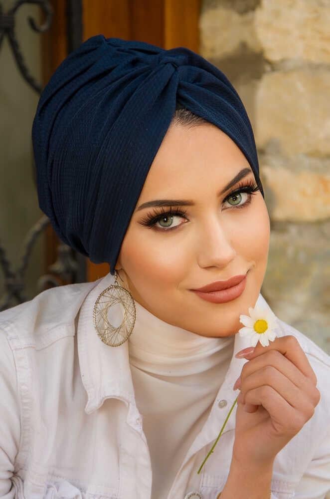 Koyu Lacivert Hazır Burgu Düğüm Bone