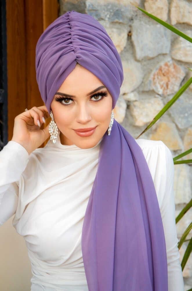 Koyu Lila Büzgülü Dolama Bone