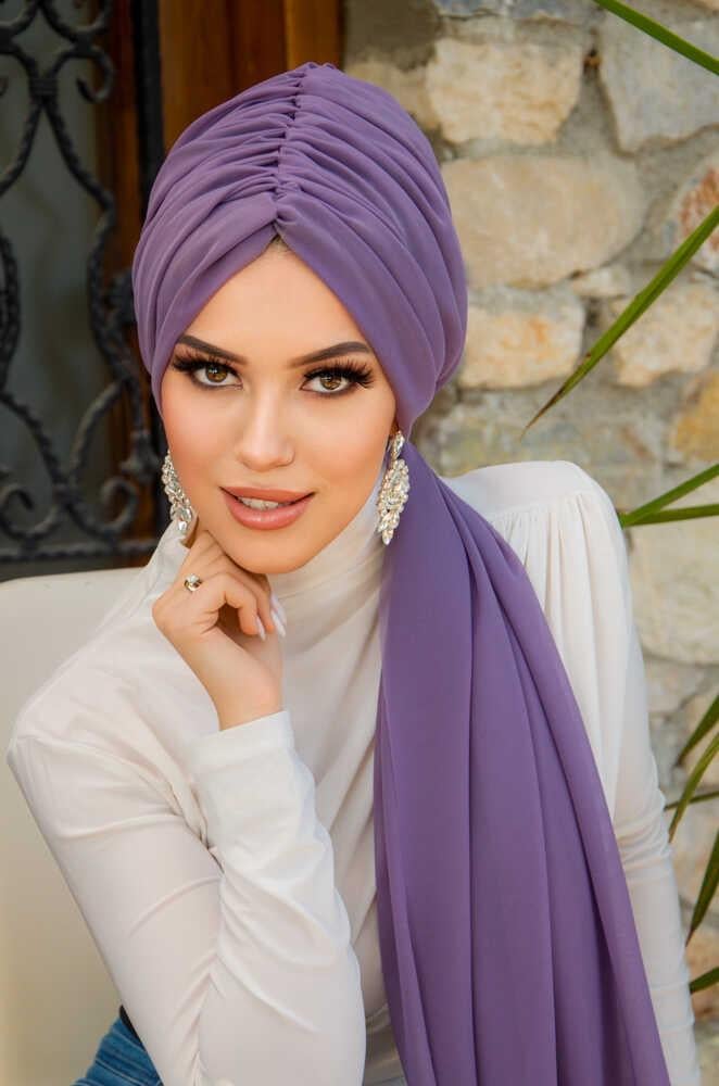 Koyu Lila Büzgülü Dolama Bone