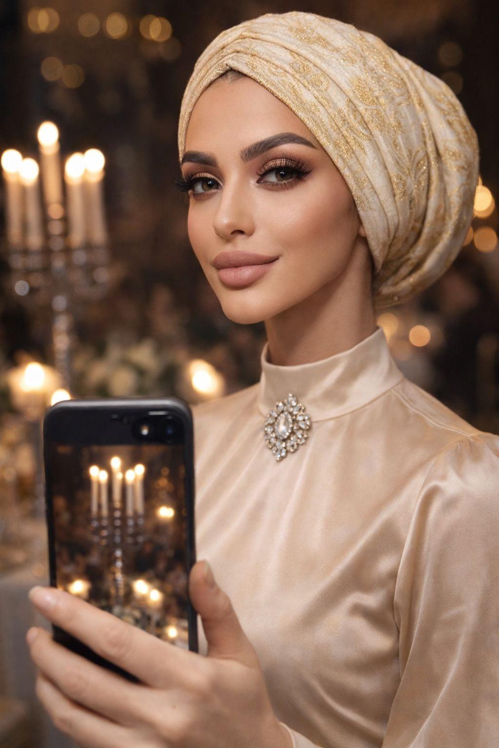 Krem Gold Yaldızlı Büzgülü Salaş Bone