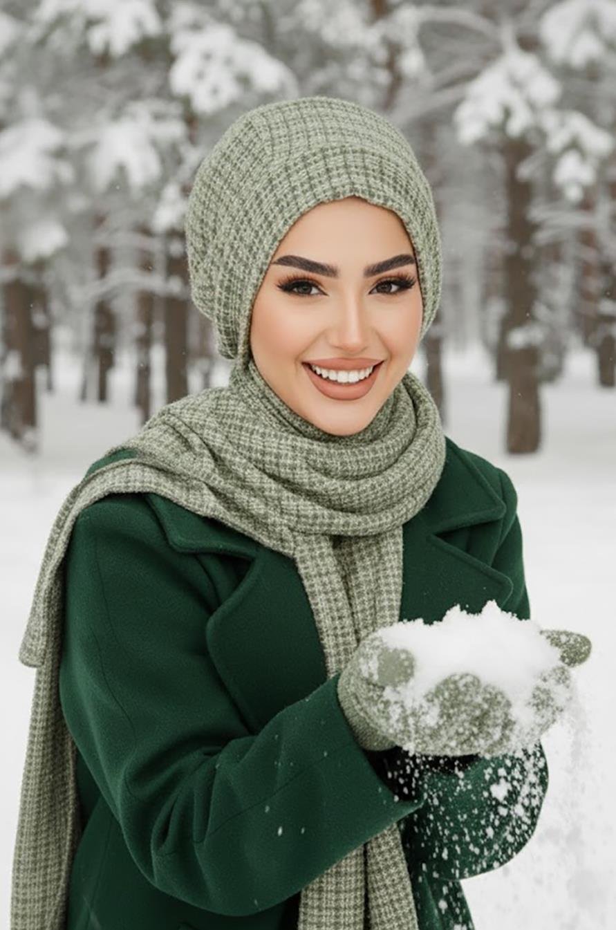 Kuşkonmaz Yeşil Tesettür Bere