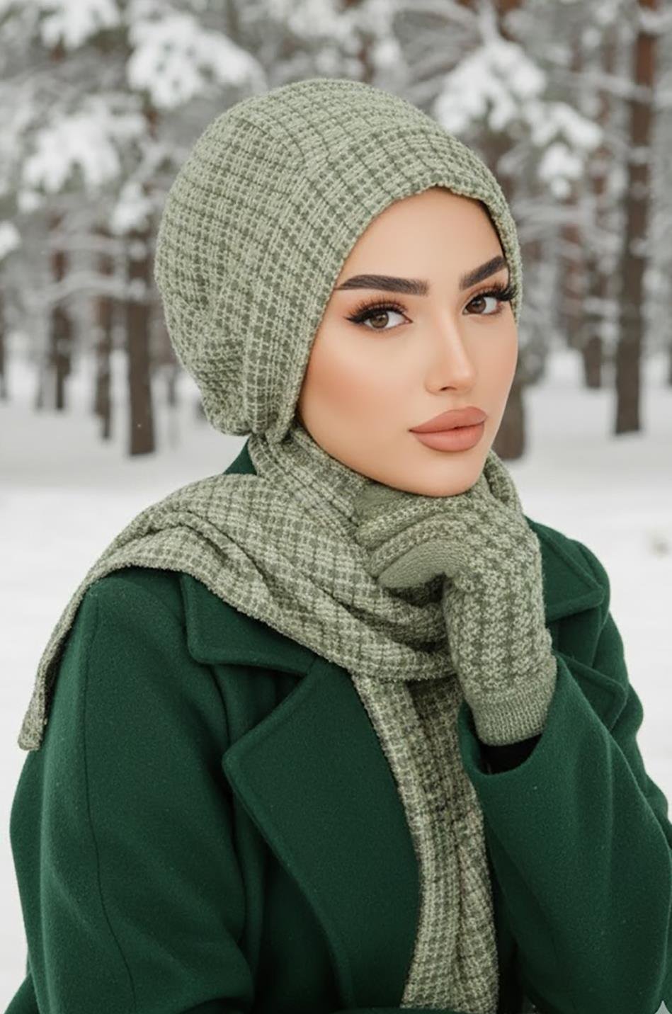 Kuşkonmaz Yeşil Tesettür Bere