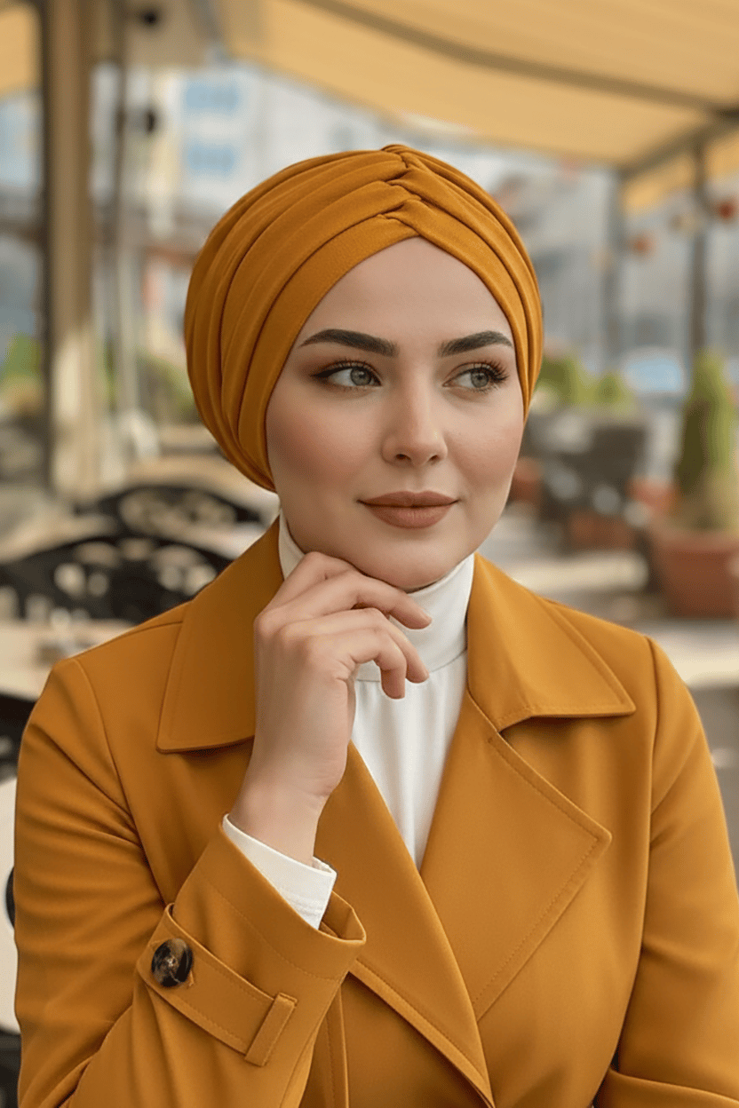 Lacivert Abiye Hazır Türban Bone - 60300