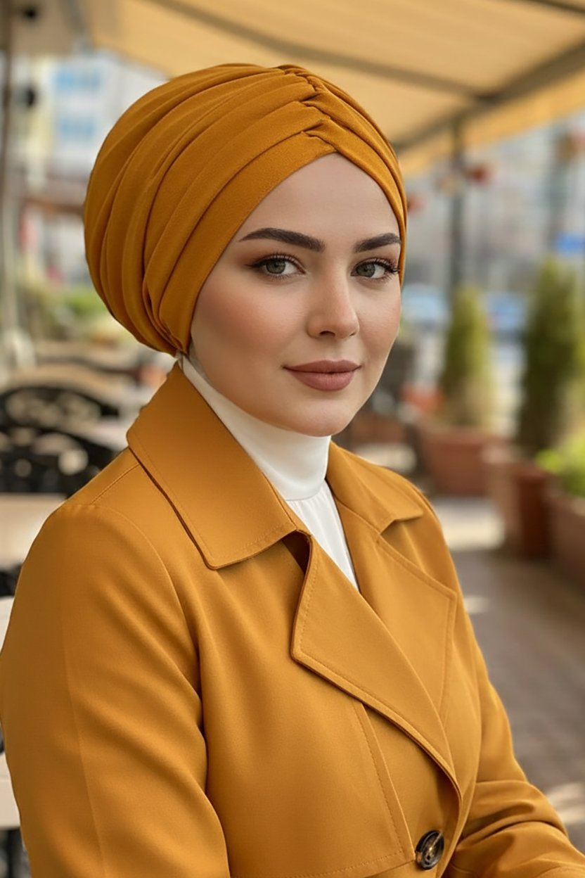 Lacivert Abiye Hazır Türban Bone - 60300