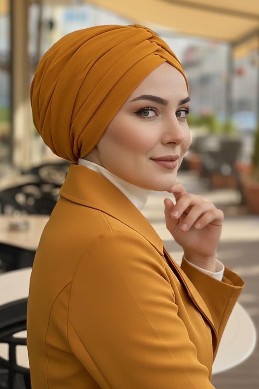 Lacivert Abiye Hazır Türban Bone - 60300